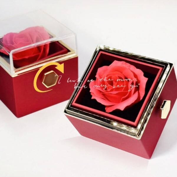 Rotating Soap Flower Rose Gift Box Creative Rotating Rose Jewelry Packaging Box Valentine's Day Gift For Women - Image 3